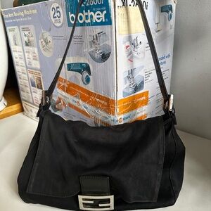 Fendi Mamma Baguette Black Neoprene Handbag